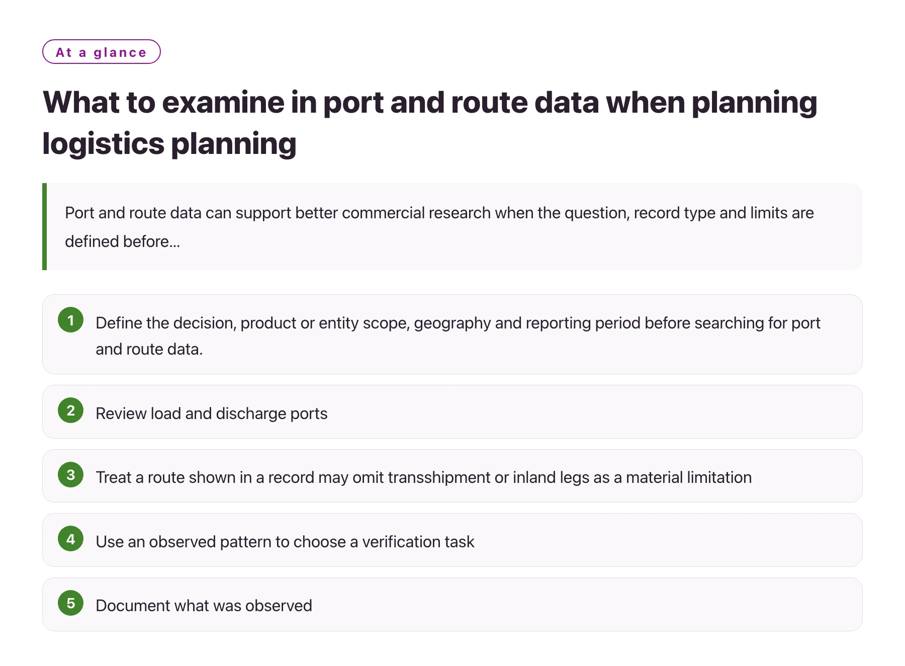 What to examine in port and route data when planning logistics planning——全文要点速览