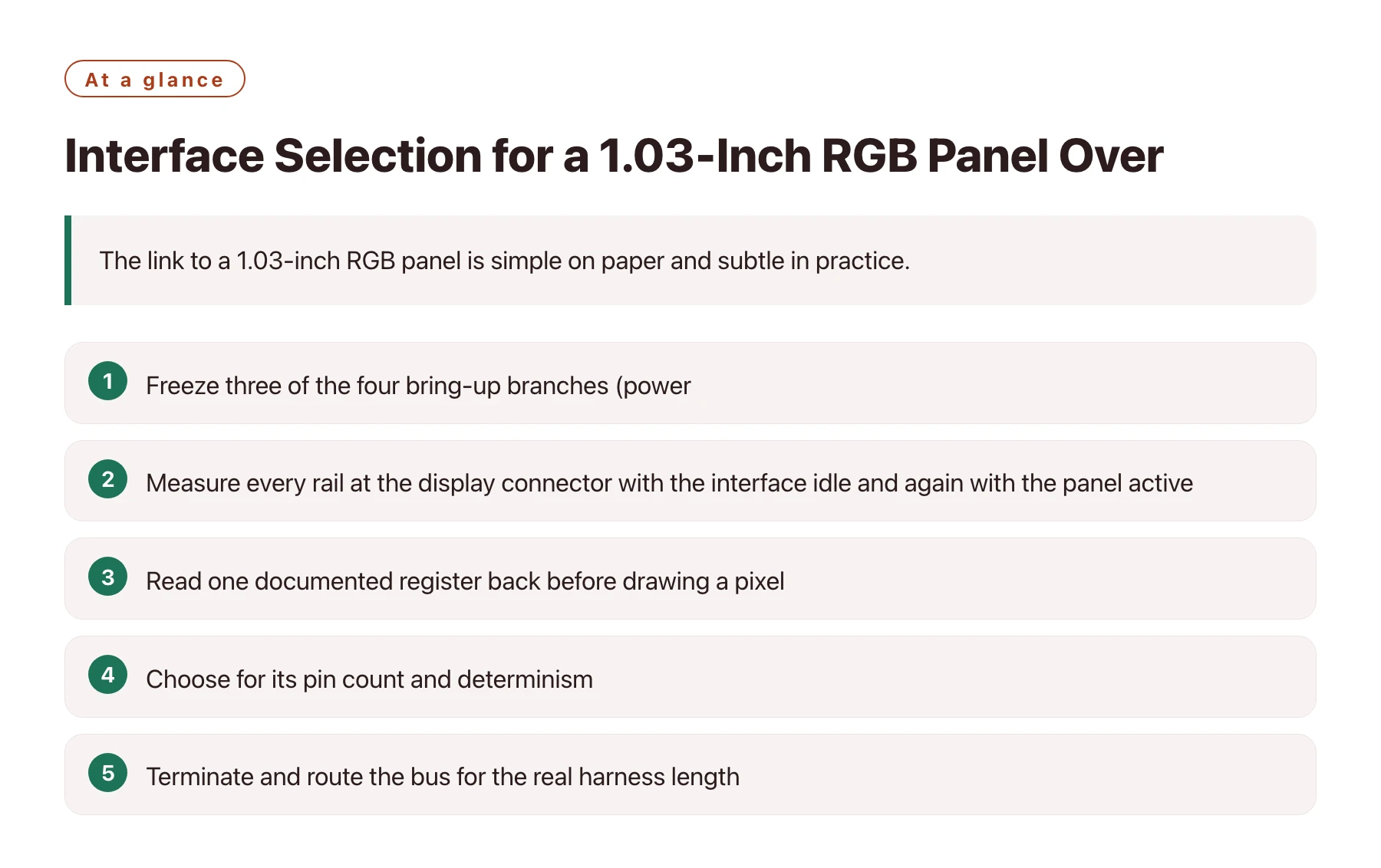 Interface Selection for a 1.03-Inch RGB Panel Over ——全文要点速览